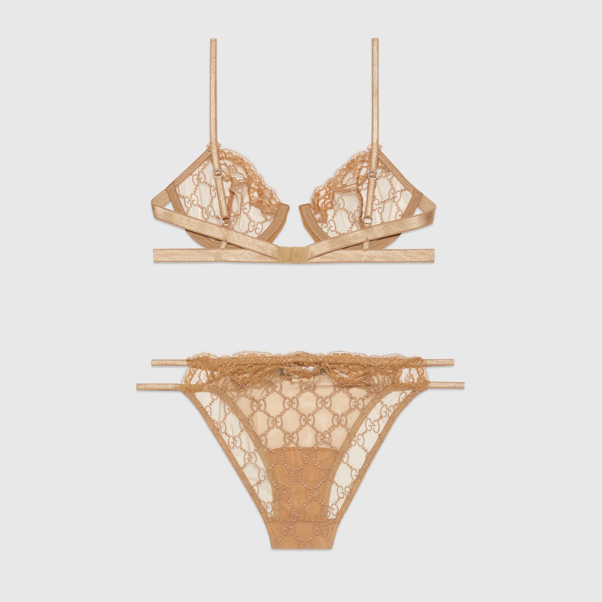 GG embroidered tulle lingerie set - 3