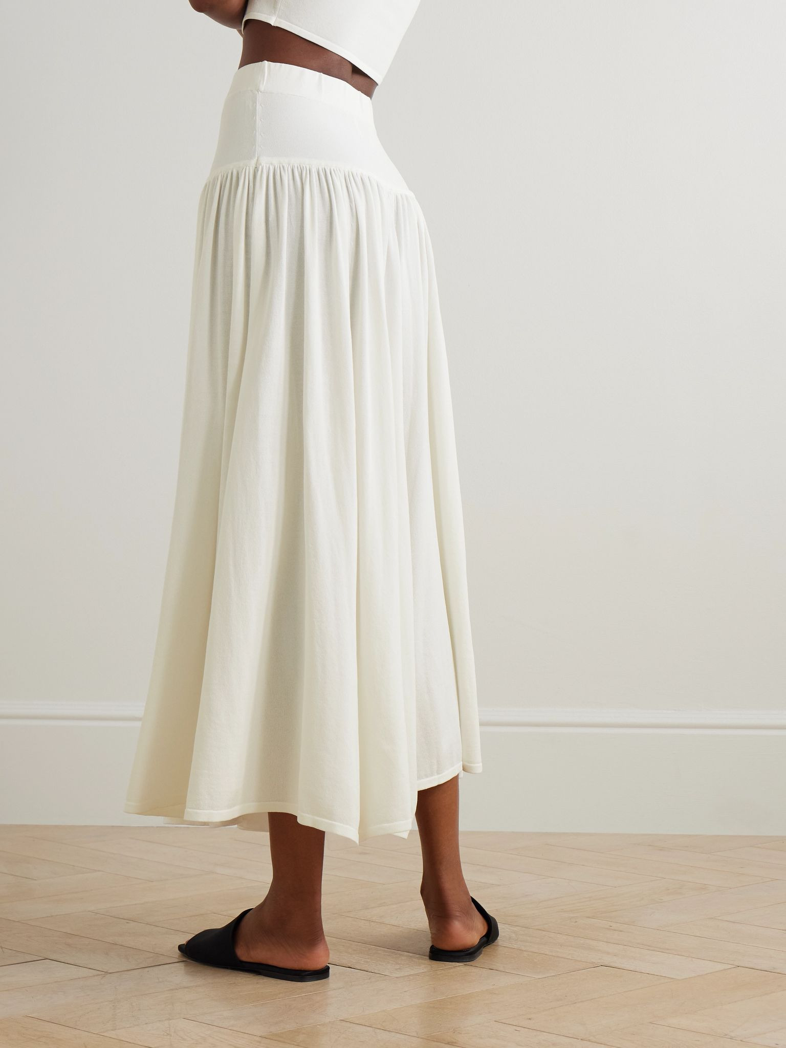 Romy gathered knited maxi skirt Ivory - 3