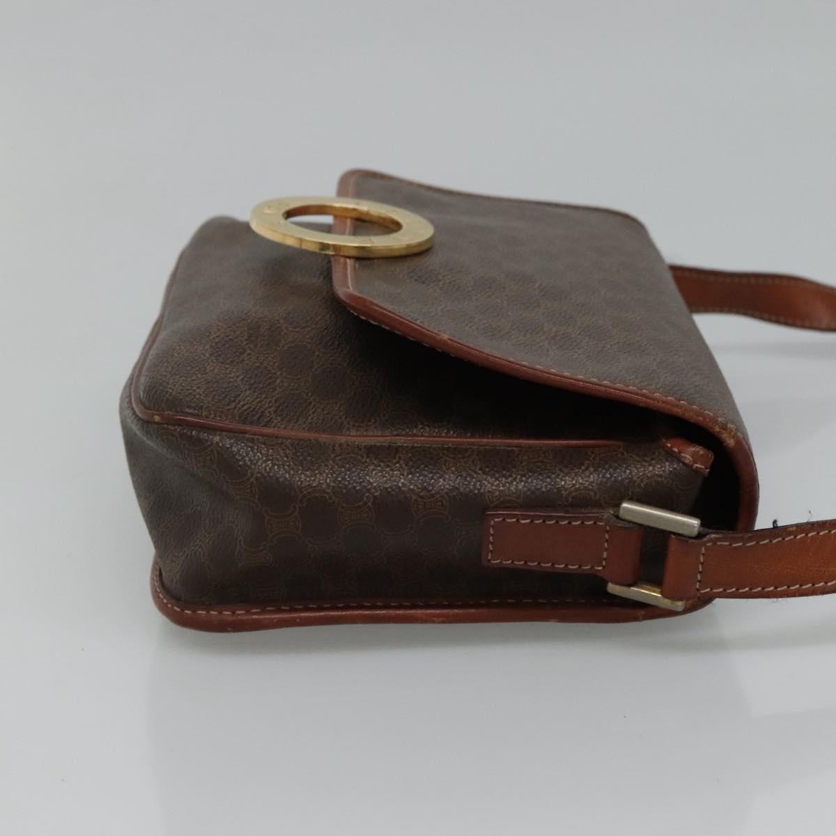 CELINE Macadam Canvas Shoulder Bag Pvc Brown Gold - 4