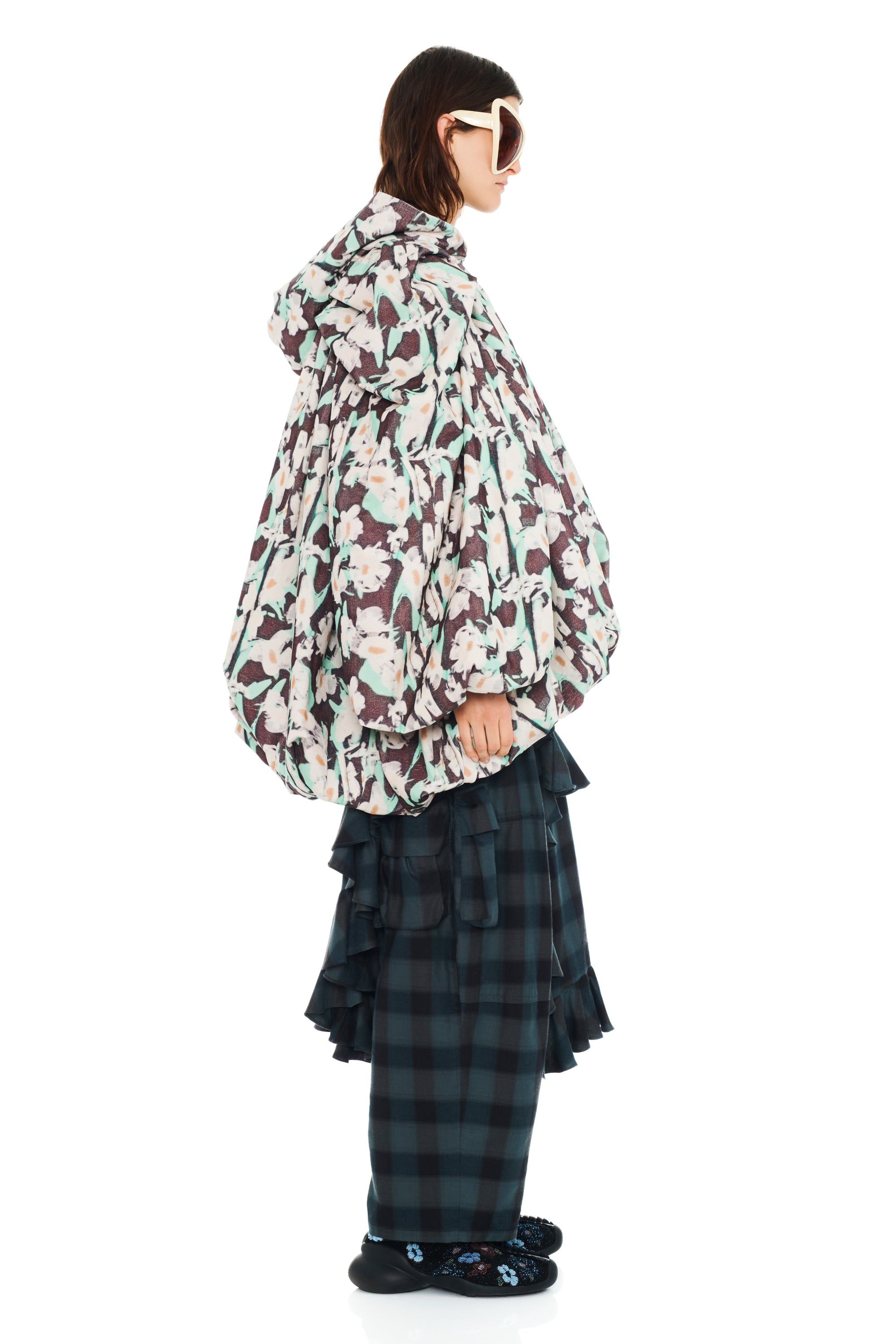 BLACK PAINTED DAISY PILLOW COAT - 4