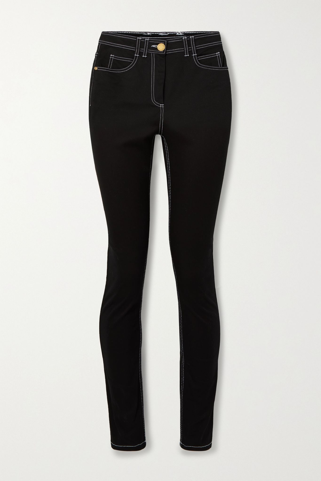 Embroidered high-rise skinny jeans - 1