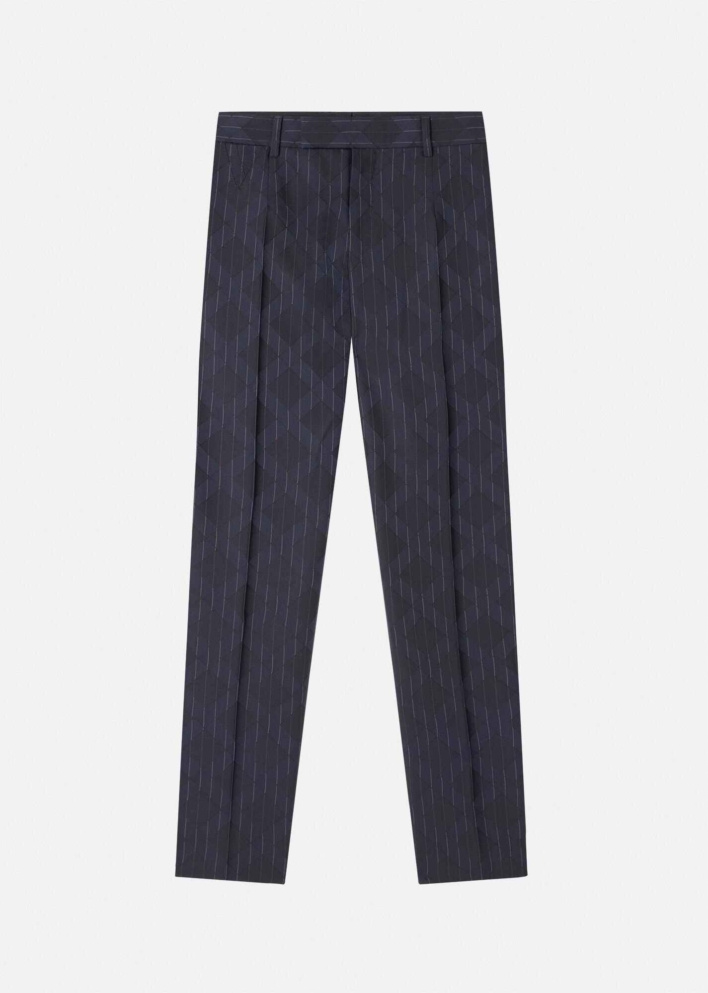 Pinstripe Argyle Wool Jacquard Pants - 1