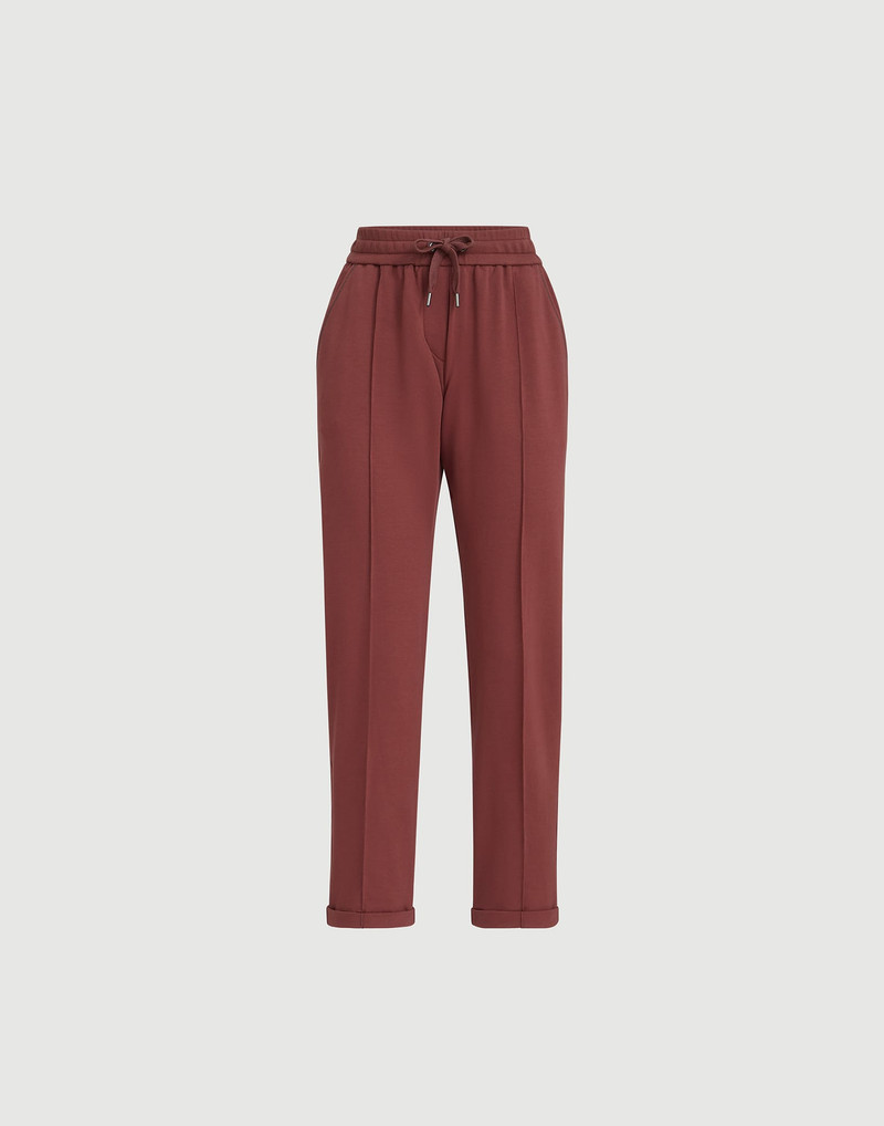 Stretch cotton lightweight French terry track trousers with monili 1