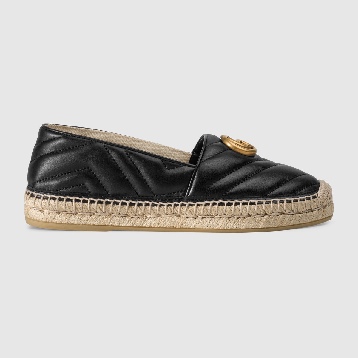 Leather espadrille with Double G - 1