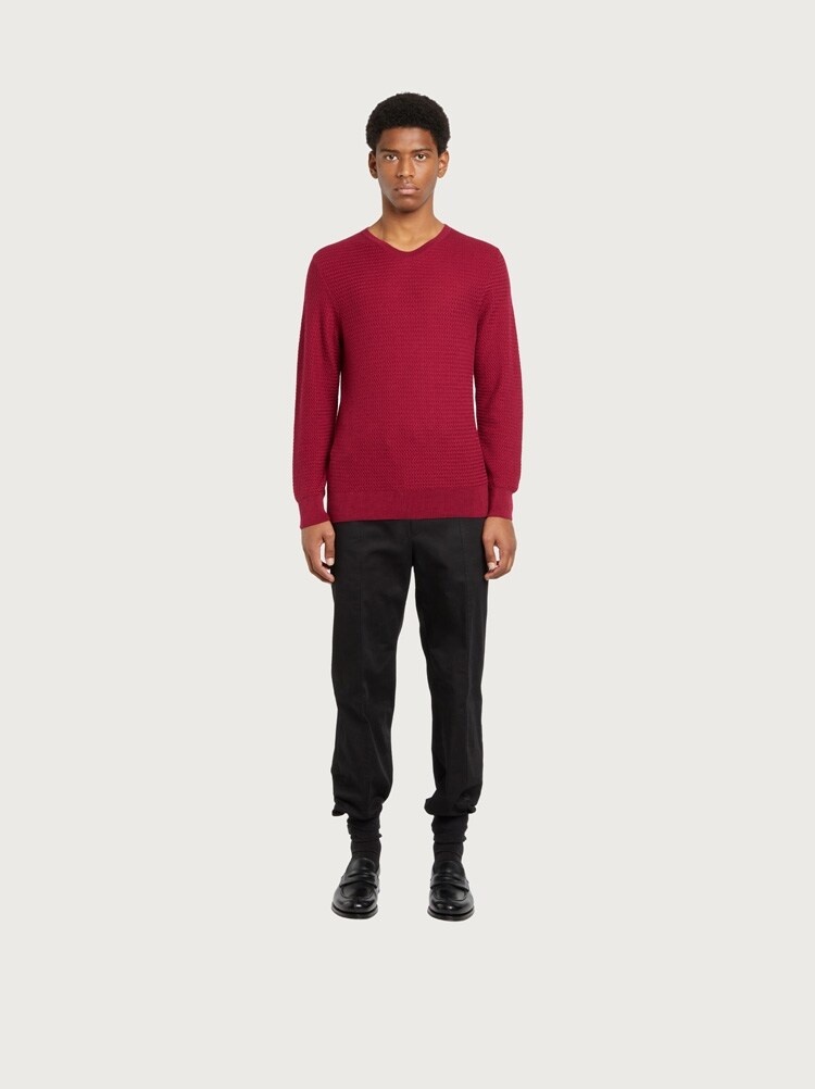 KNITTED V-NECK SWEATER - 4