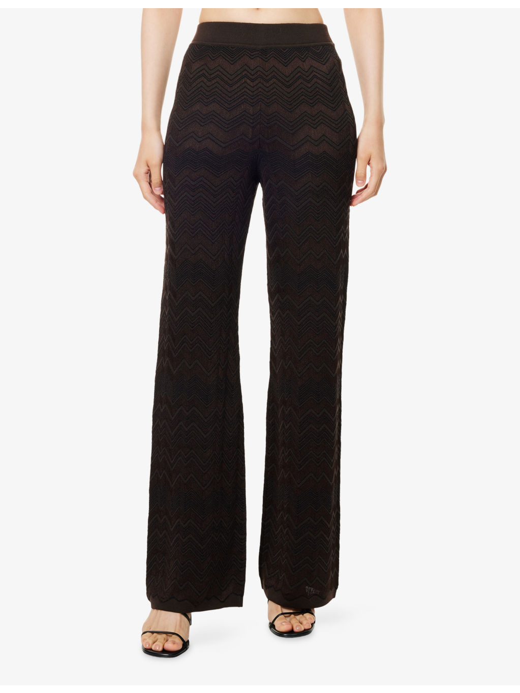 Chevron Flared Knit Trousers - 3