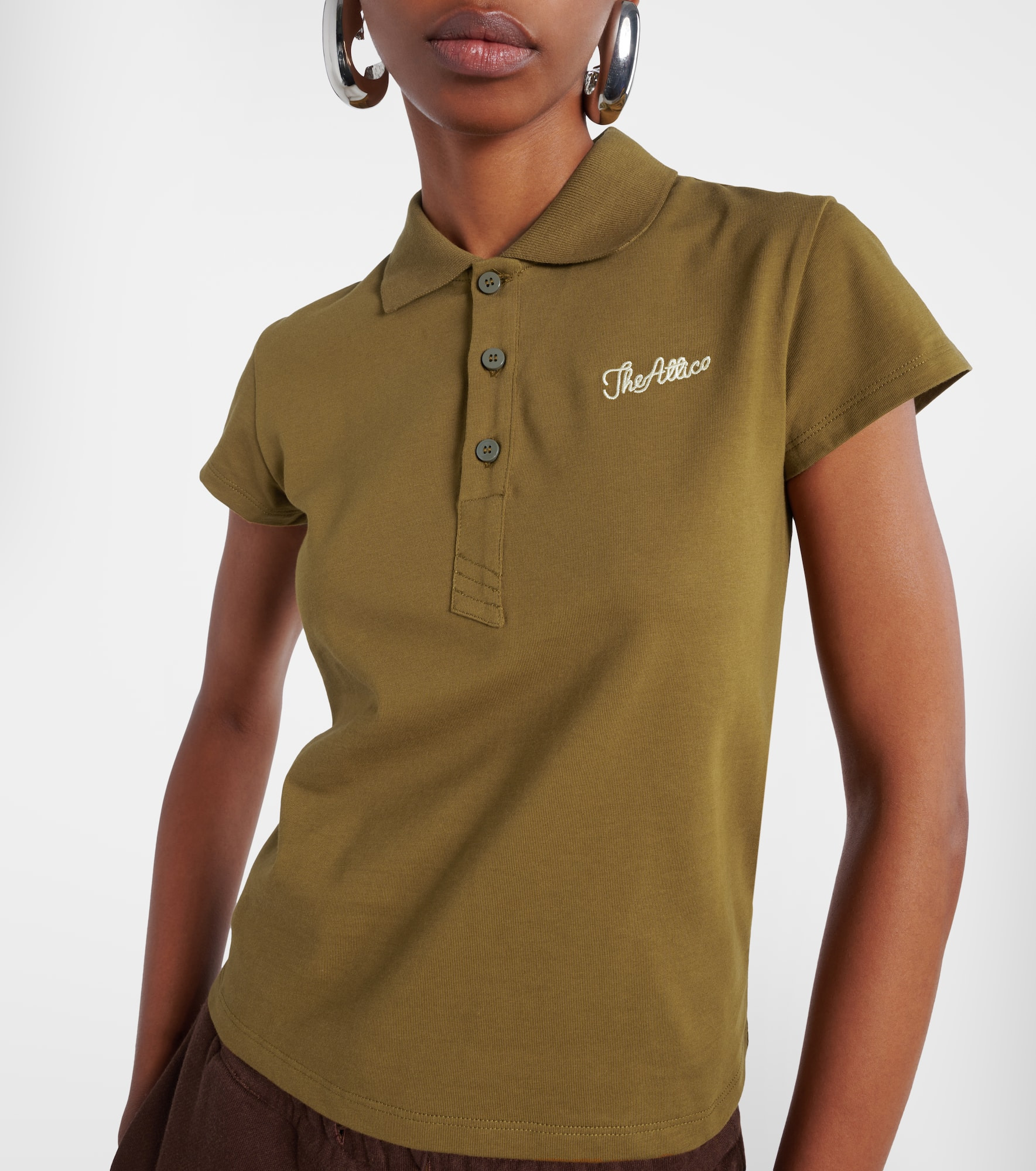 Logo cropped cotton jersey polo shirt - 5