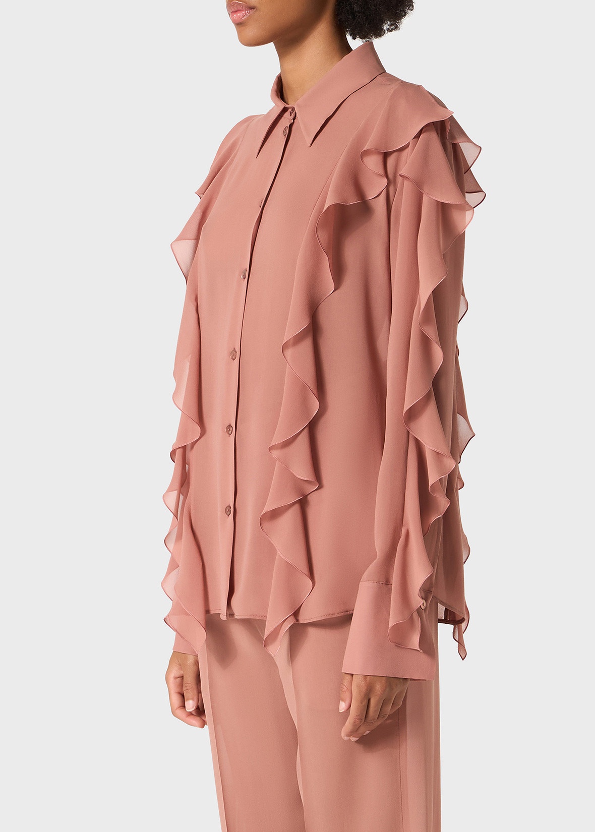 SILK SHIRT WITH RUFFLES - 5