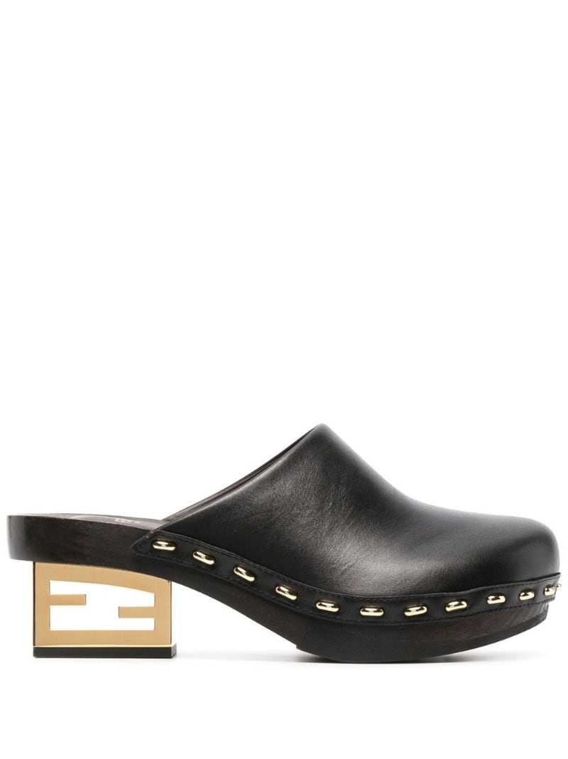 logo block-heel mules - 1