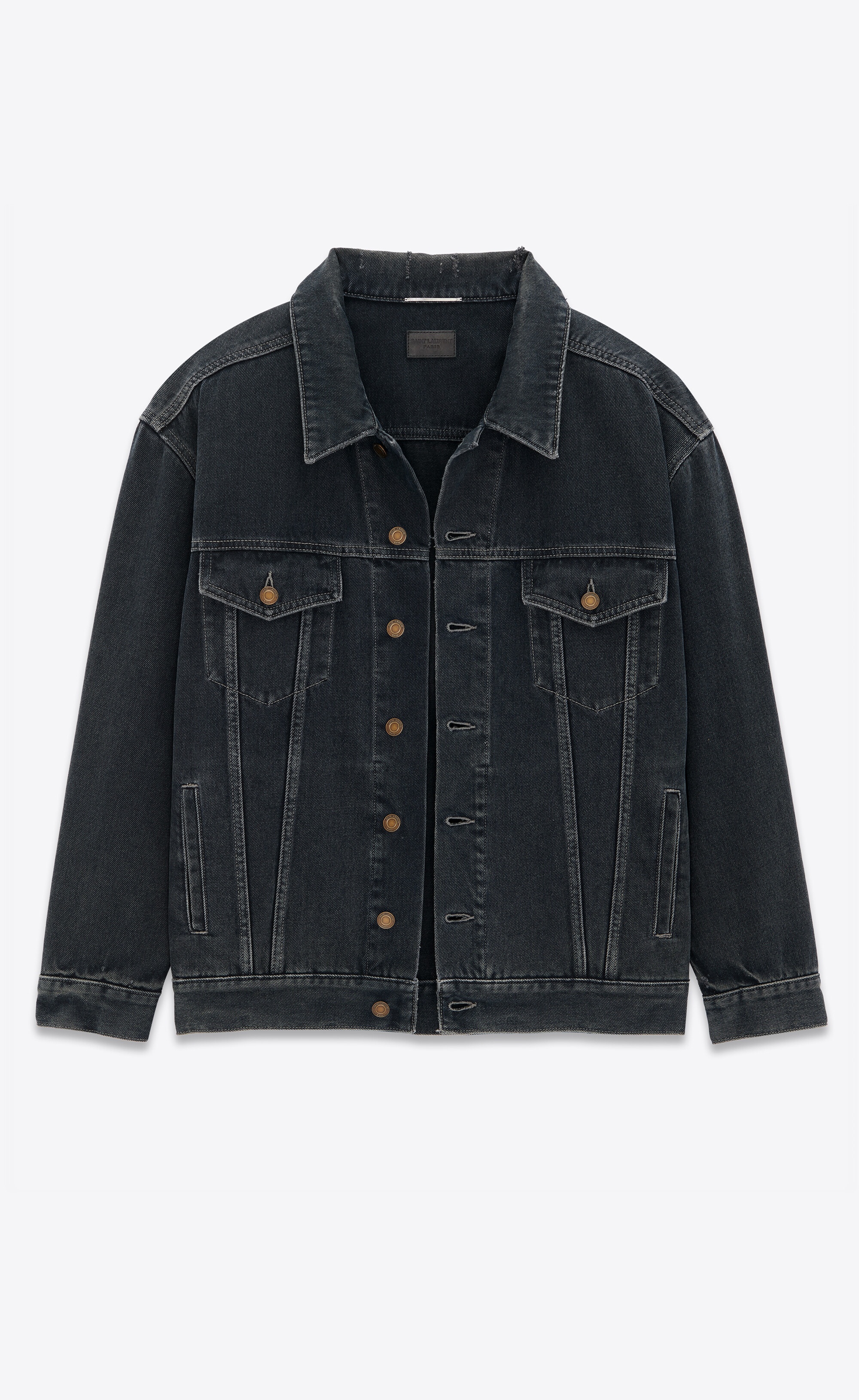 oversized jacket in dark blue black denim - 2