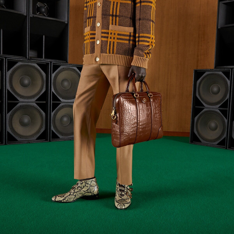 Crocodile briefcase with Double G 3