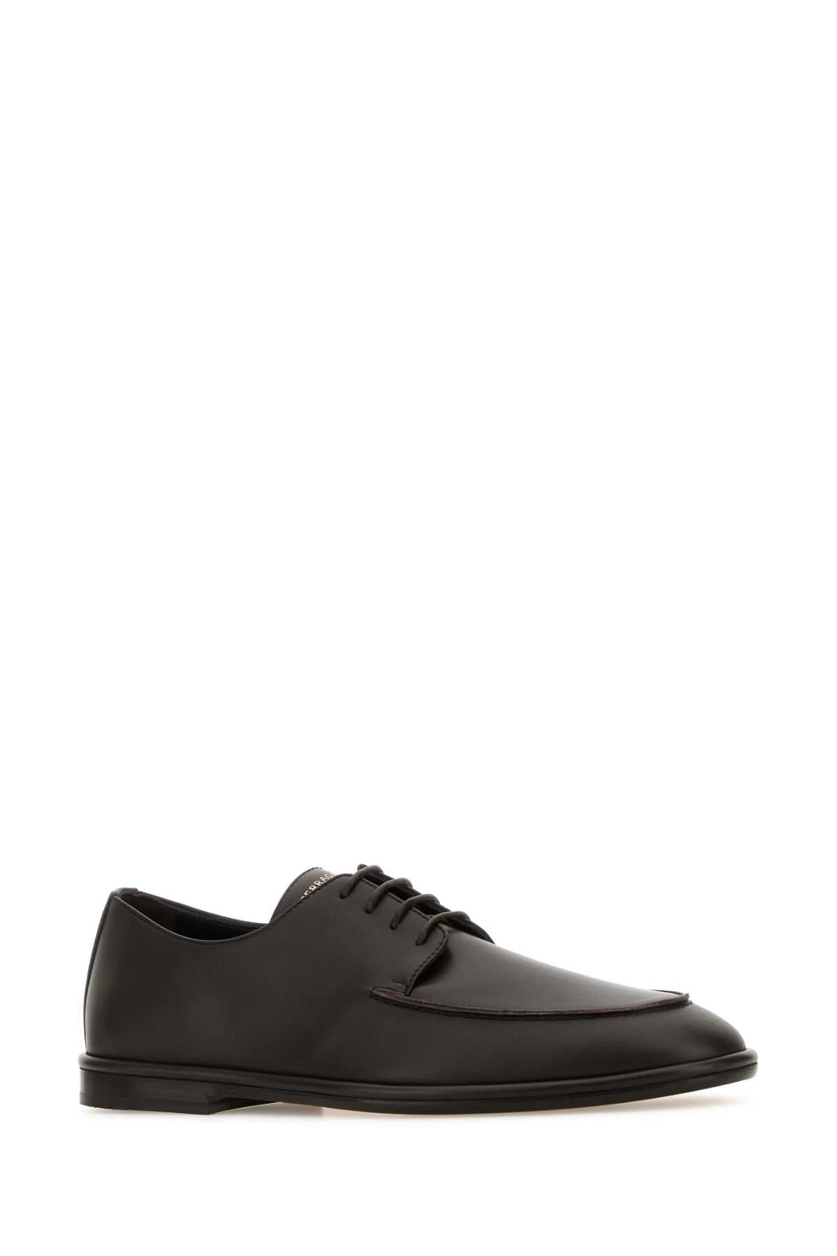 Salvatore Ferragamo Men Brown Leather Blade 2 Lace-Up Shoes - 2