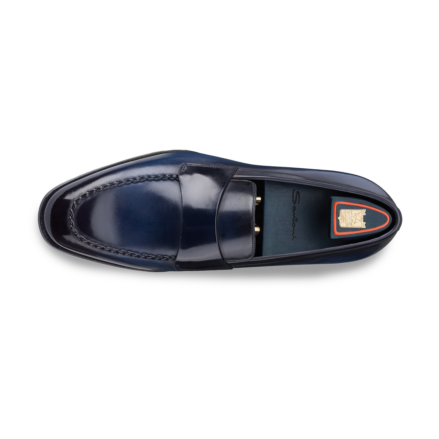 Men's blue leather Meraviglia Collection penny loafer - 4