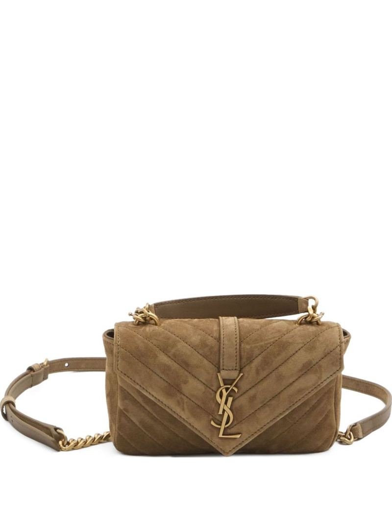 logo-plaque suede cross-body bag - 1
