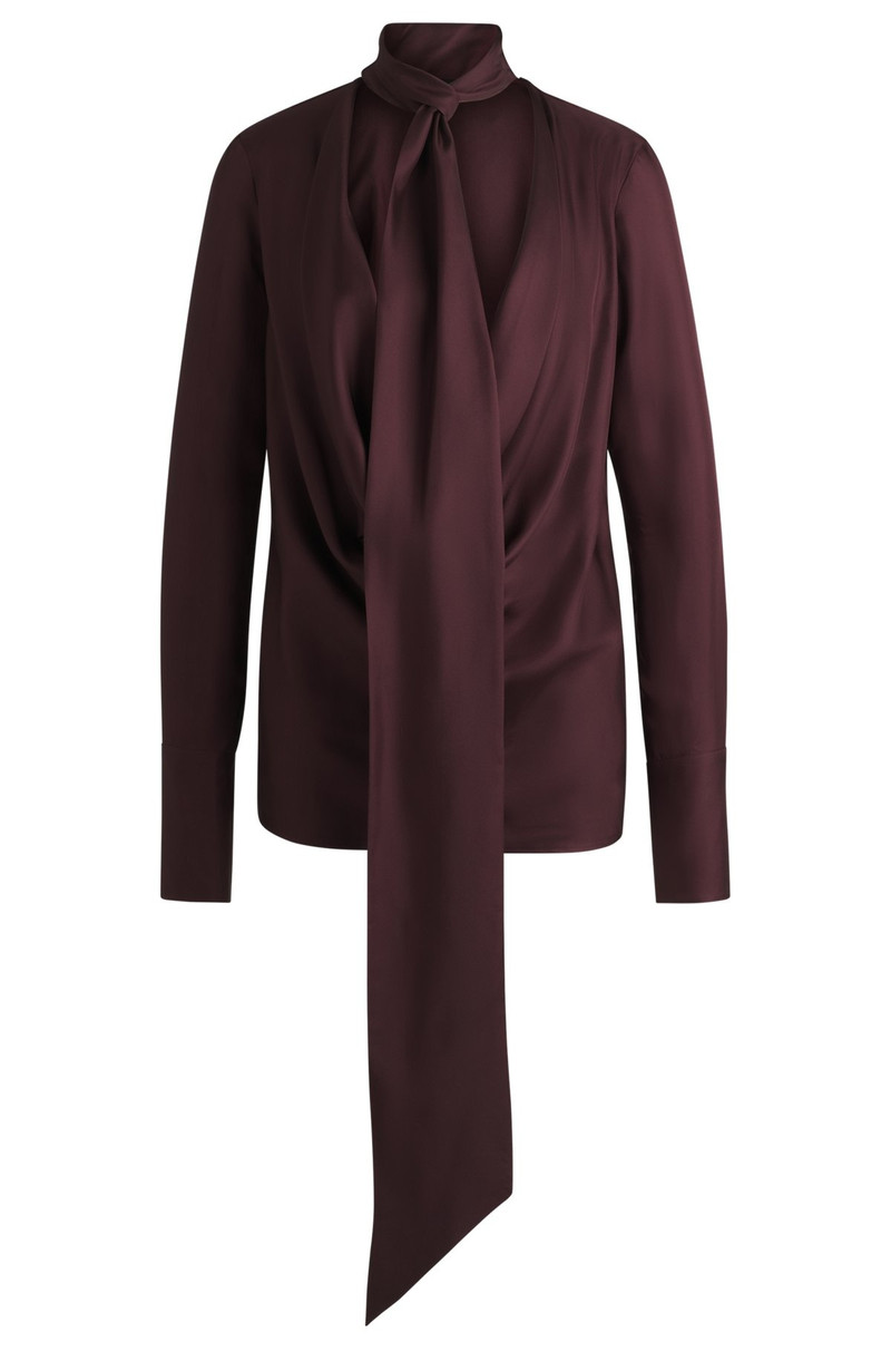 REGULAR-FIT BLOUSE IN SILK TWILL WITH SCARF NECKLINE 1
