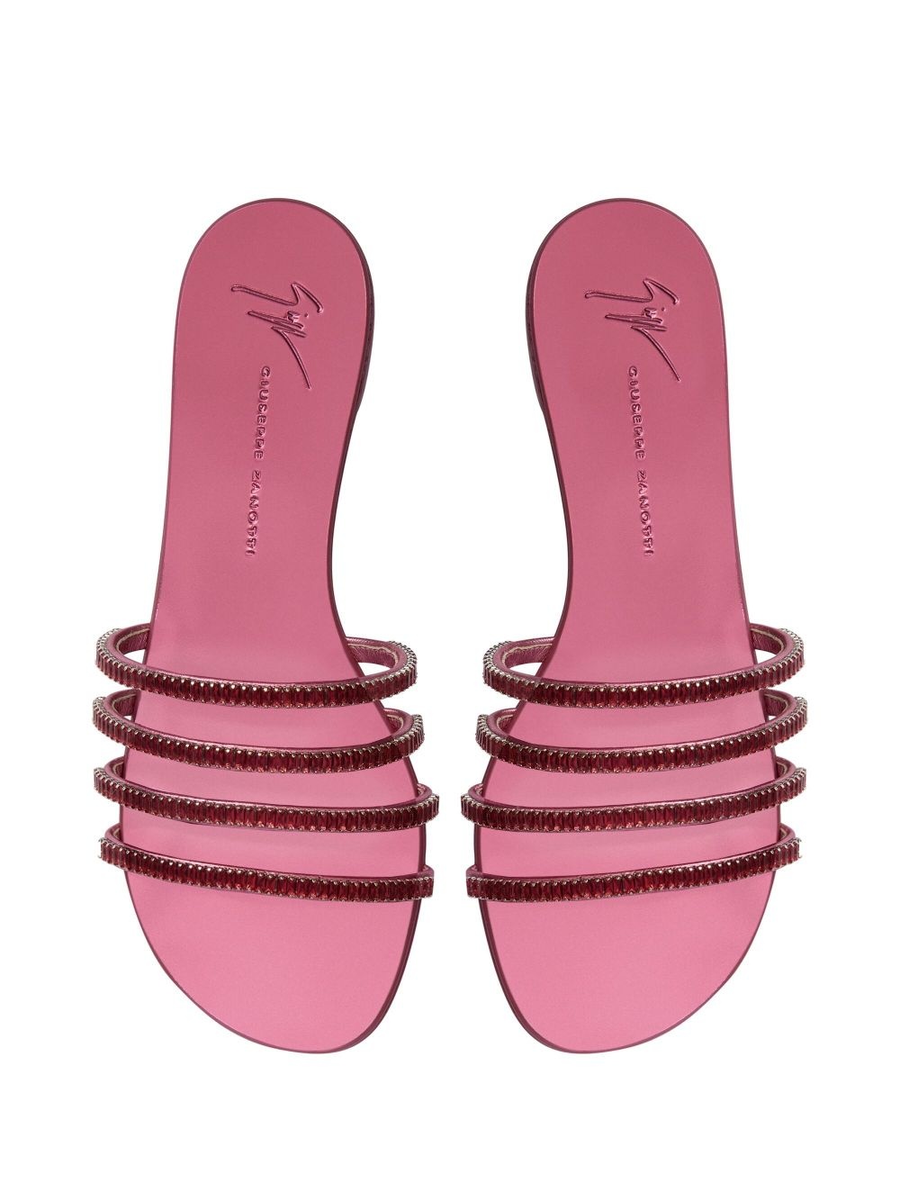 Iride Crystal leather slides - 4
