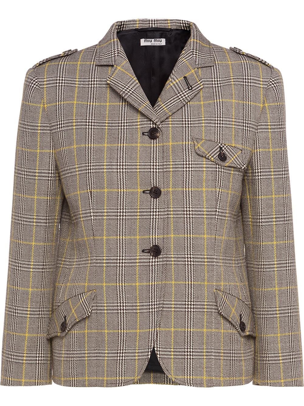 plaid single-breasted jacket - 1