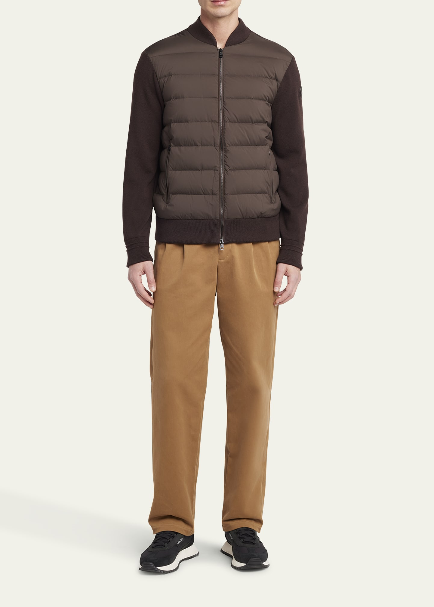 Men's Padded Nylon Knit-Sleeve Cardigan - 2