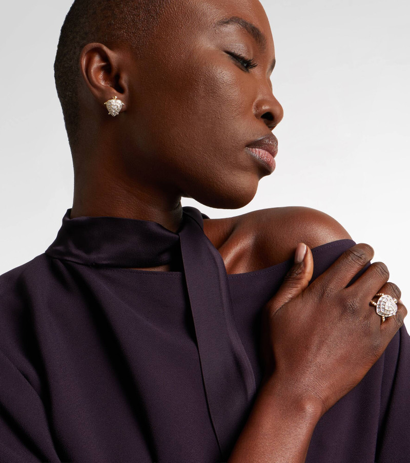 Yvonne Léon Tortue Coeur 9kt gold earrings with diamonds outlook