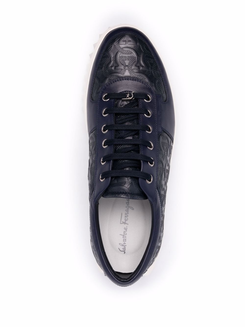 Gancini-embossed leather sneakers - 4