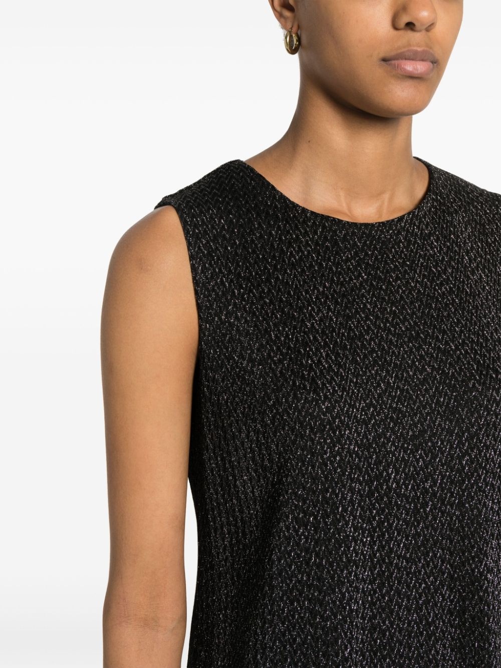 zigzag-woven lurex-detail dress - 5