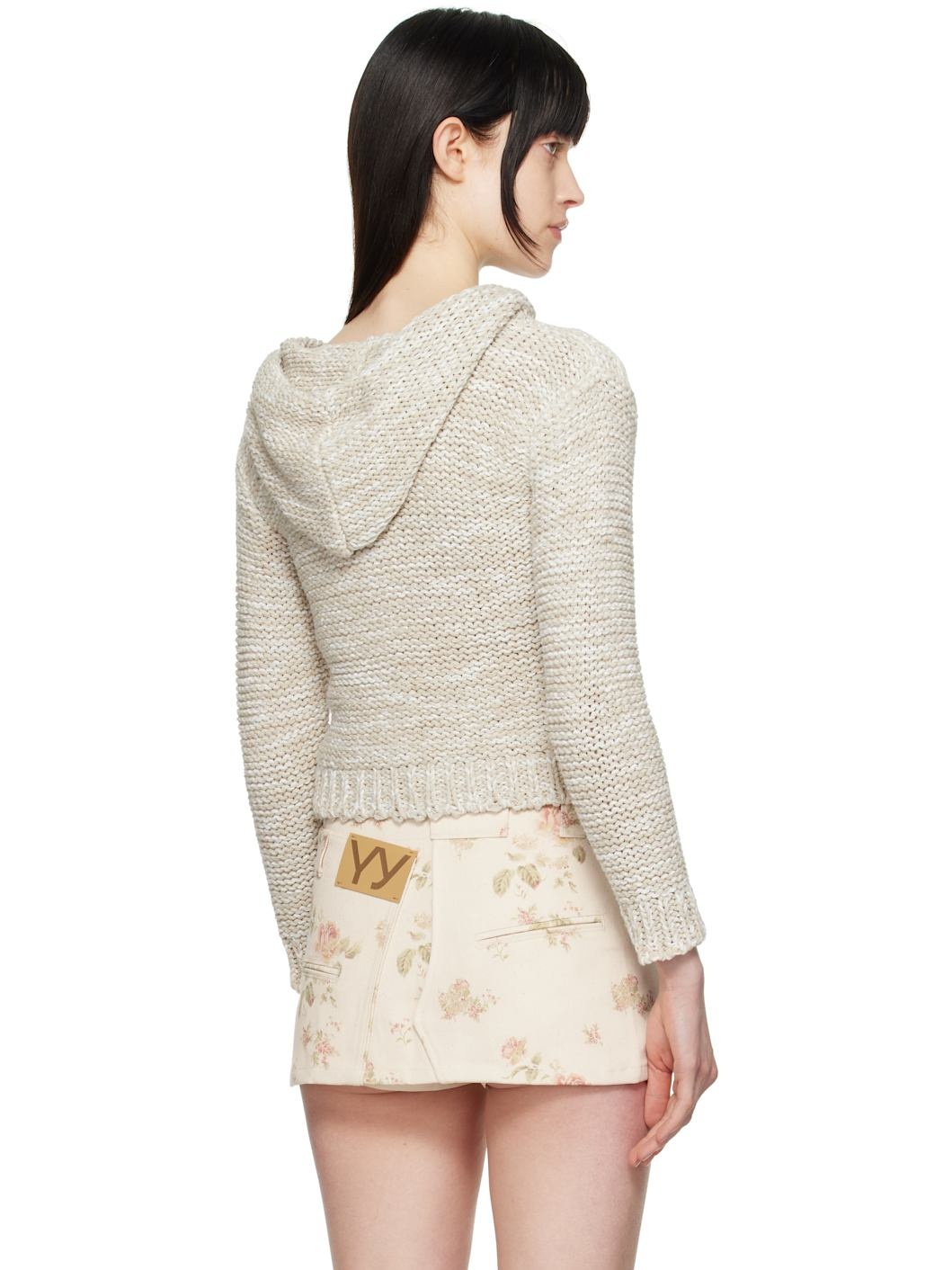 Beige Hooded Chunky Cardigan - 3