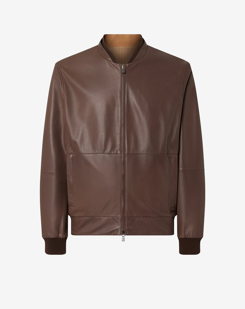Reversible brown nappa leather jacket - 1
