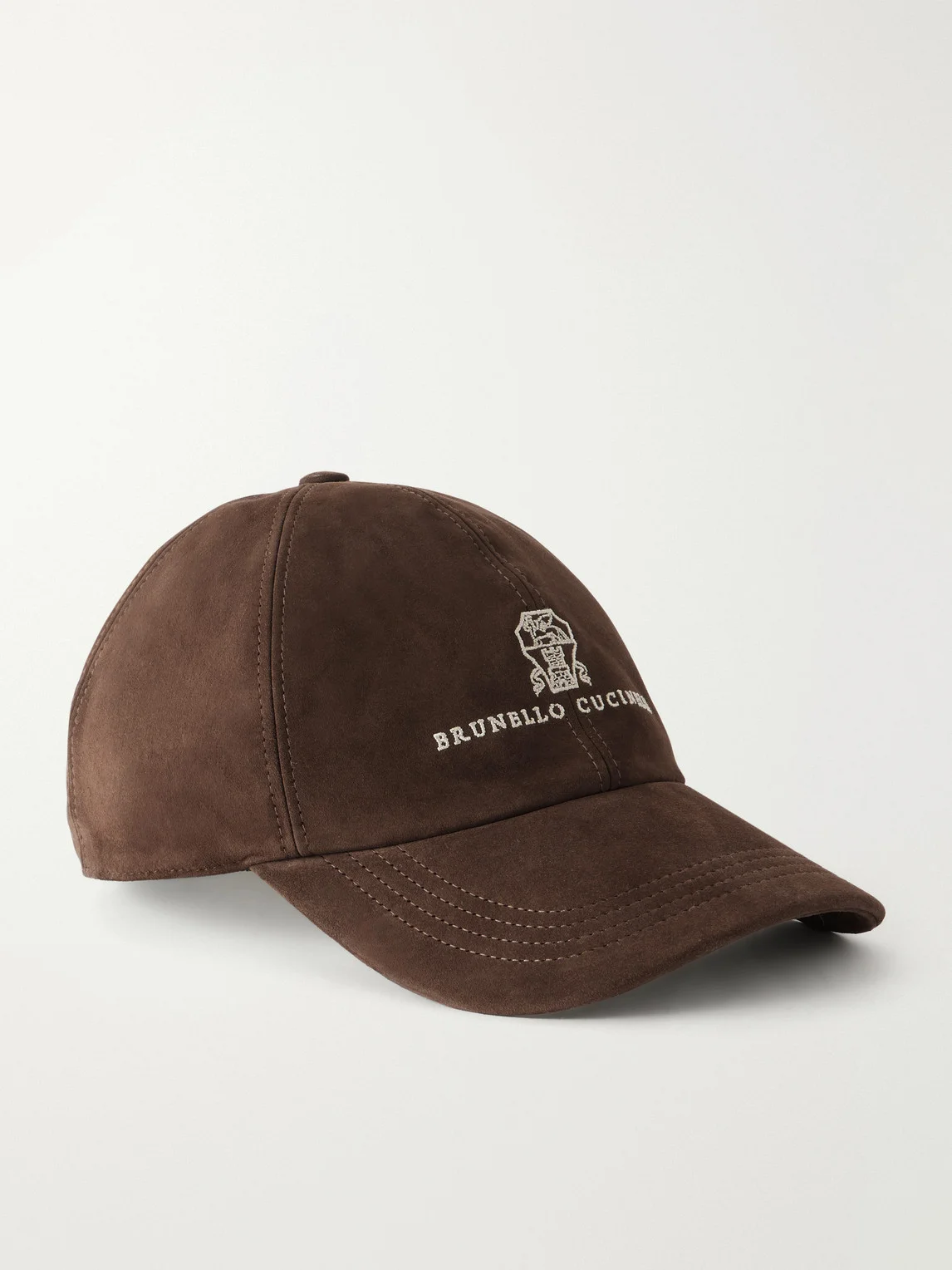 Logo-Embroidered Suede Cap - 1