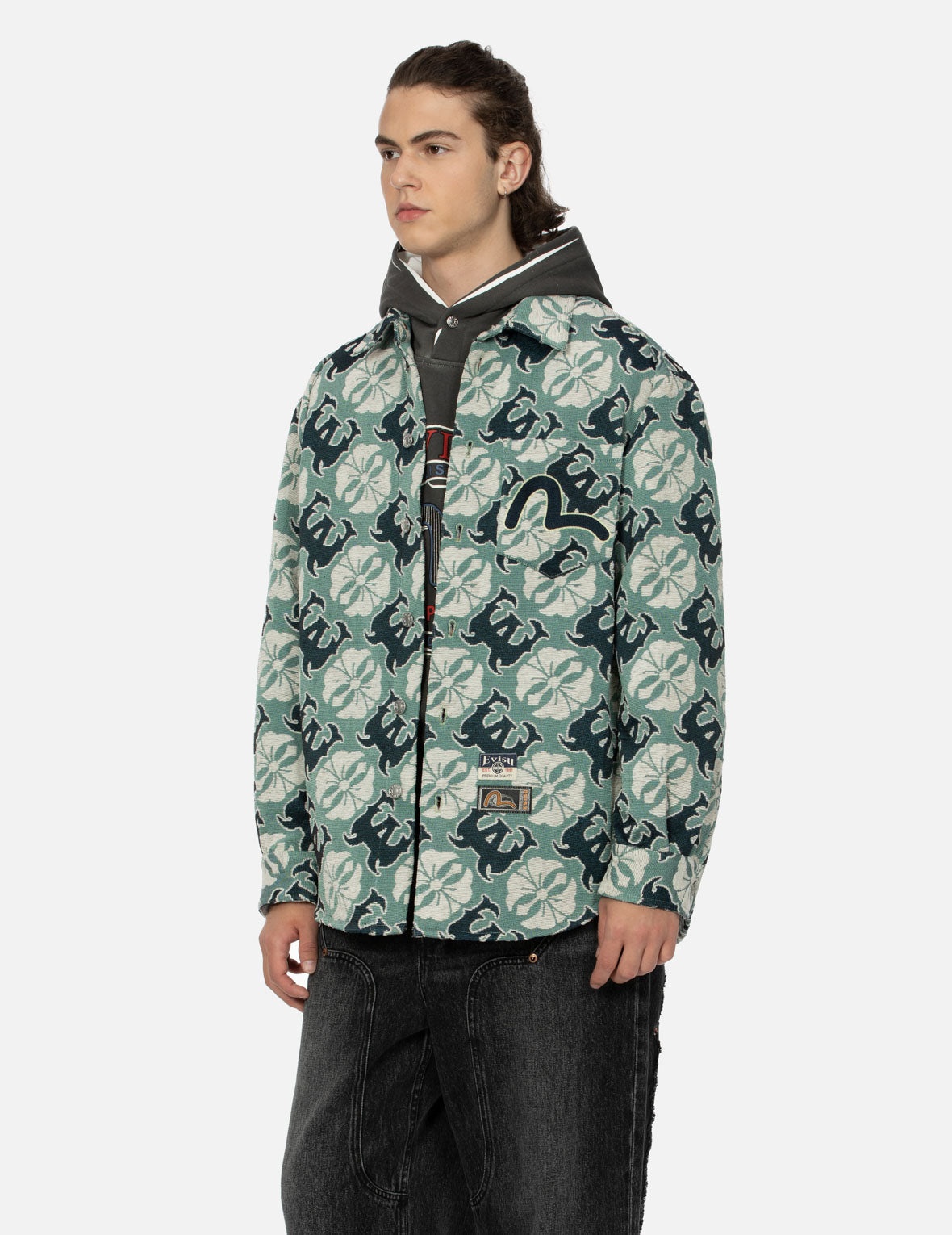 ALLOVER KAMON AND LOGO JACQUARD REGULAR FIT TAPESTRY JACKET - 7