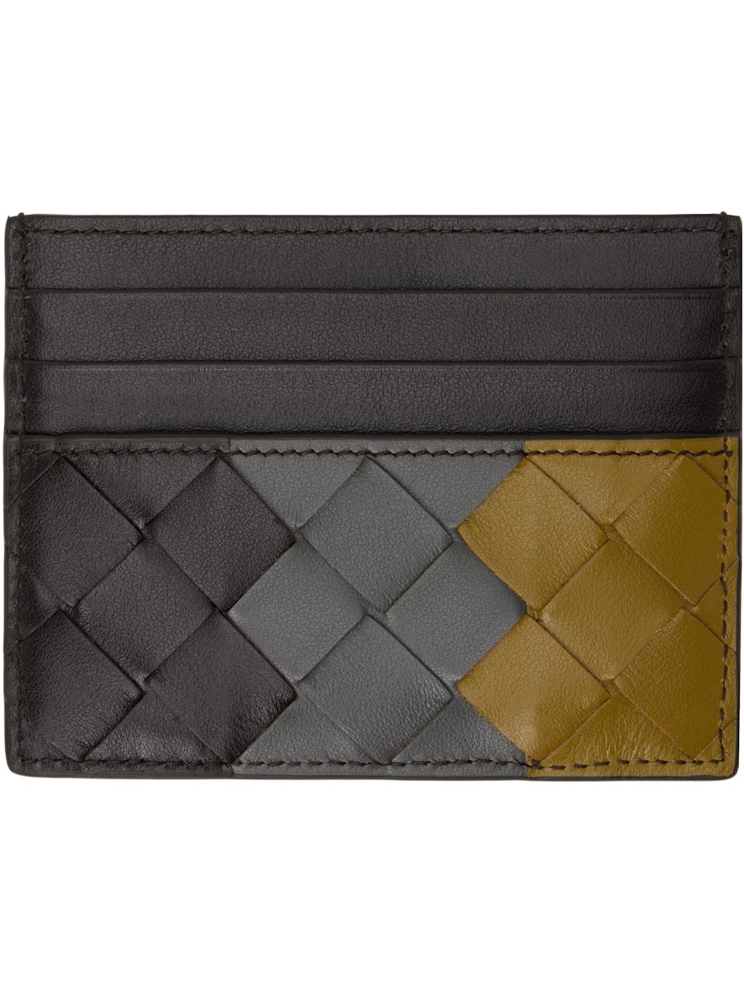Brown & Grey Intrecciato Credit Card Holder - 2