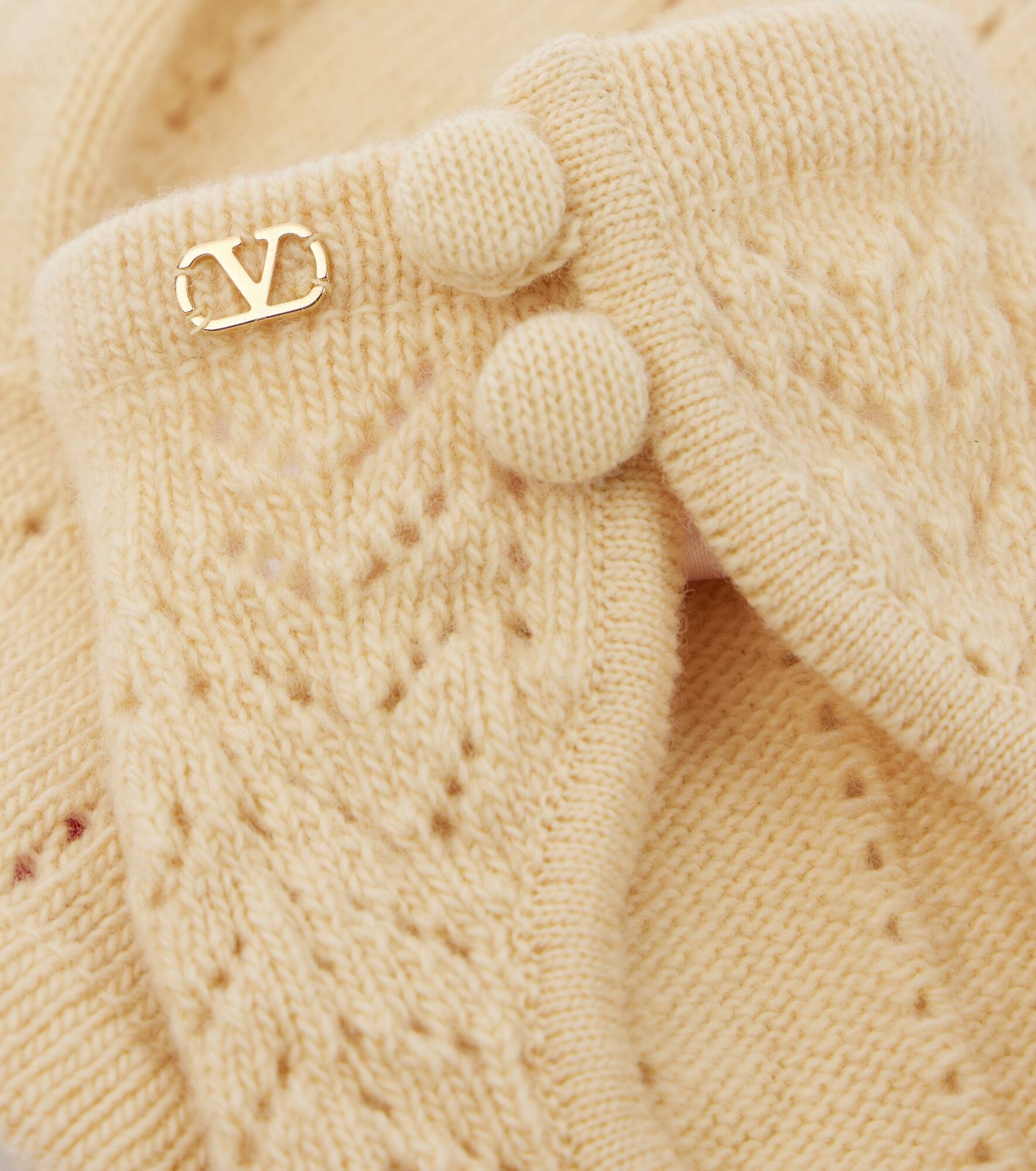 Pointelle virgin wool gloves - 2
