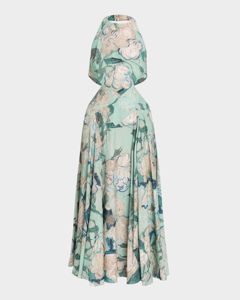 Floral-Print Cutout Halter Midi Dress 1
