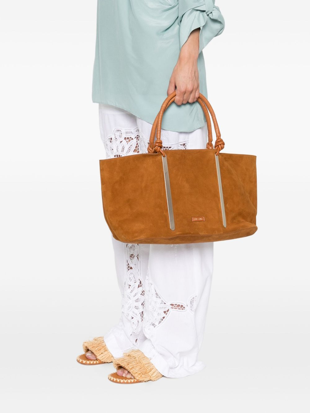 Muse knotted-handle suede tote bag - 2