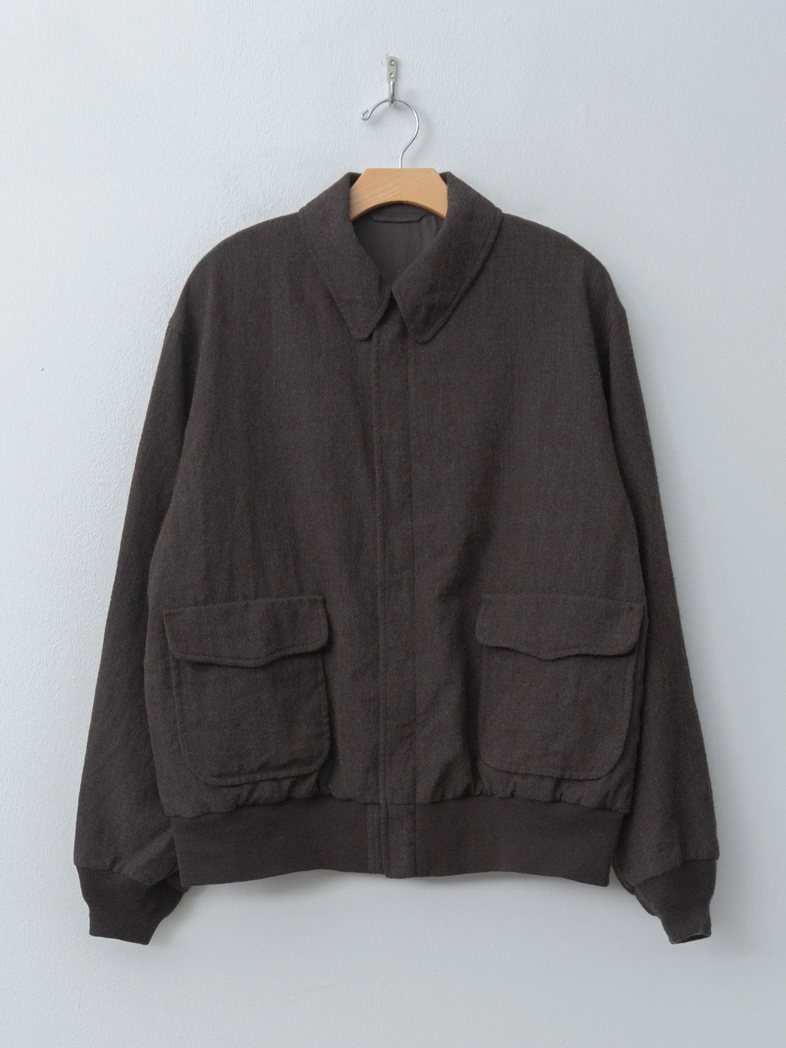 Wool Herringbone Flight Jacket - Top Brown - 1