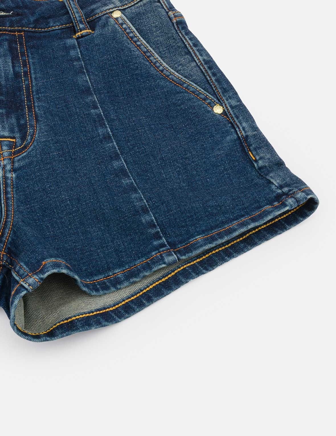 “EV” Rhinestone Embellished Loose Fit Denim Shorts - 6
