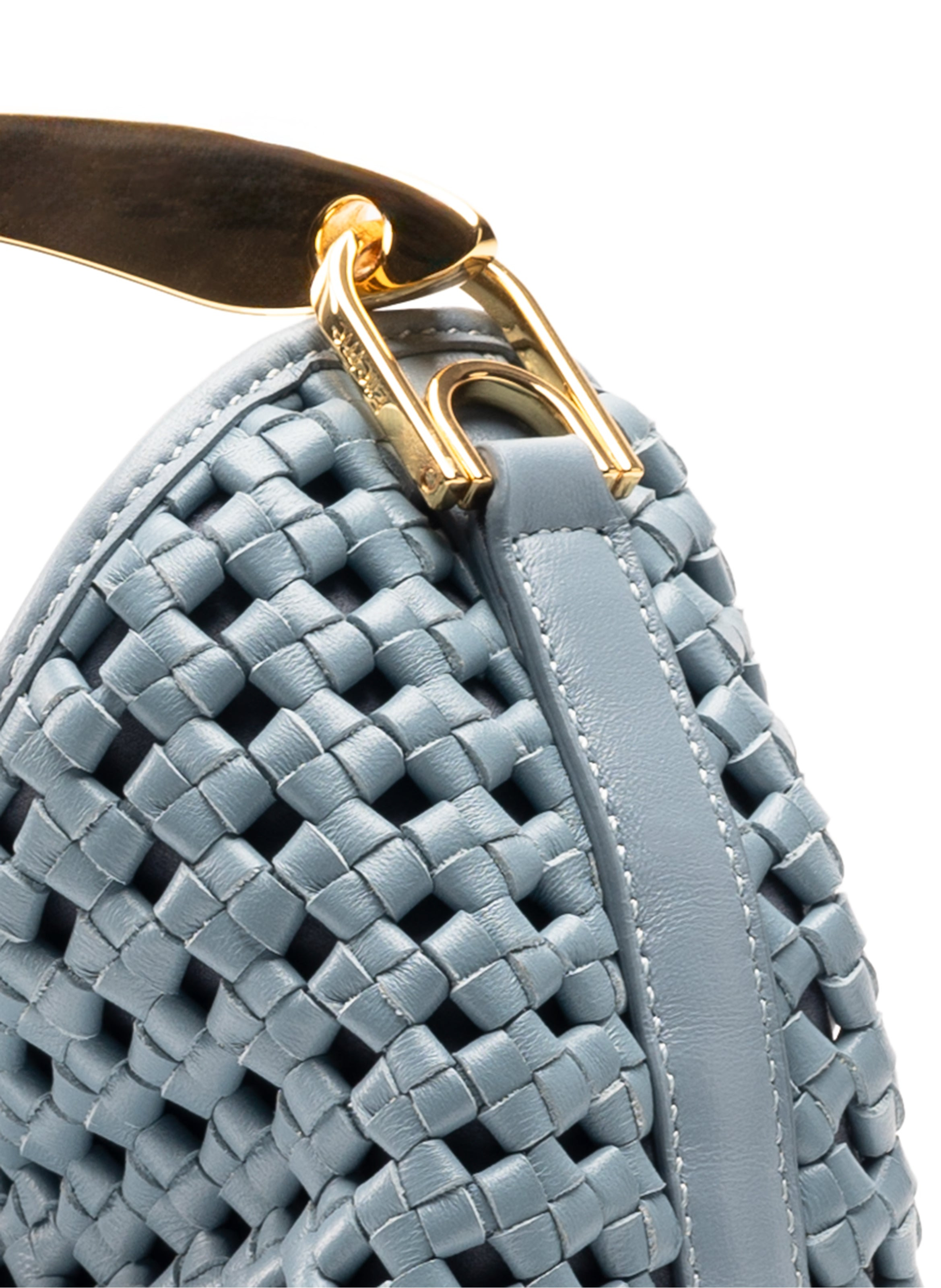 Small Boomerang Woven Leather Arctic Blue - 9