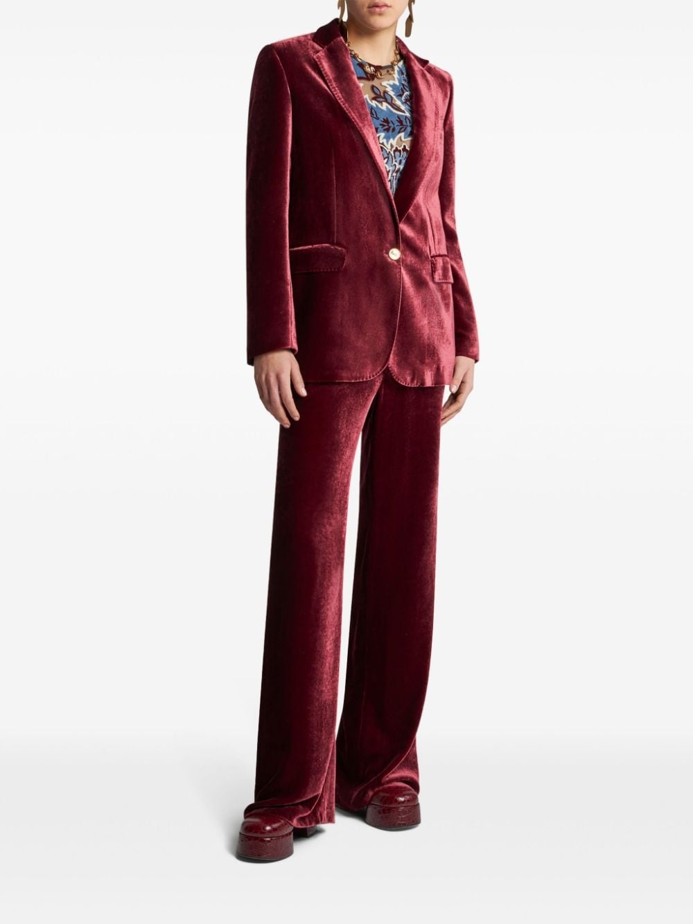 single-breasted velvet blazer - 2