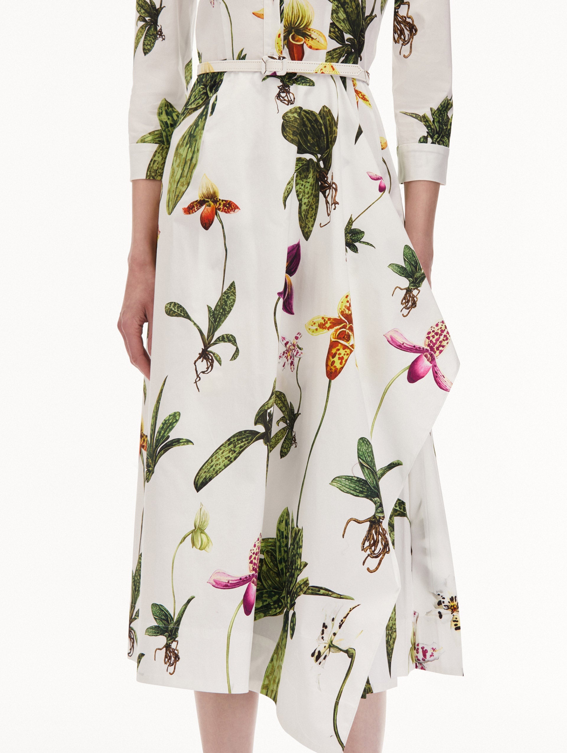 ORCHID COTTON POPLIN 3/4 SLEEVE DRESS - 5