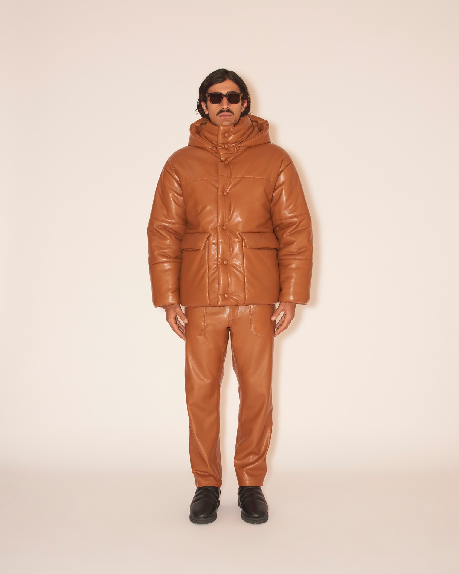 HIDE MENS - OKOBOR™ alt-leather puffer jacket - Tobacco - 4