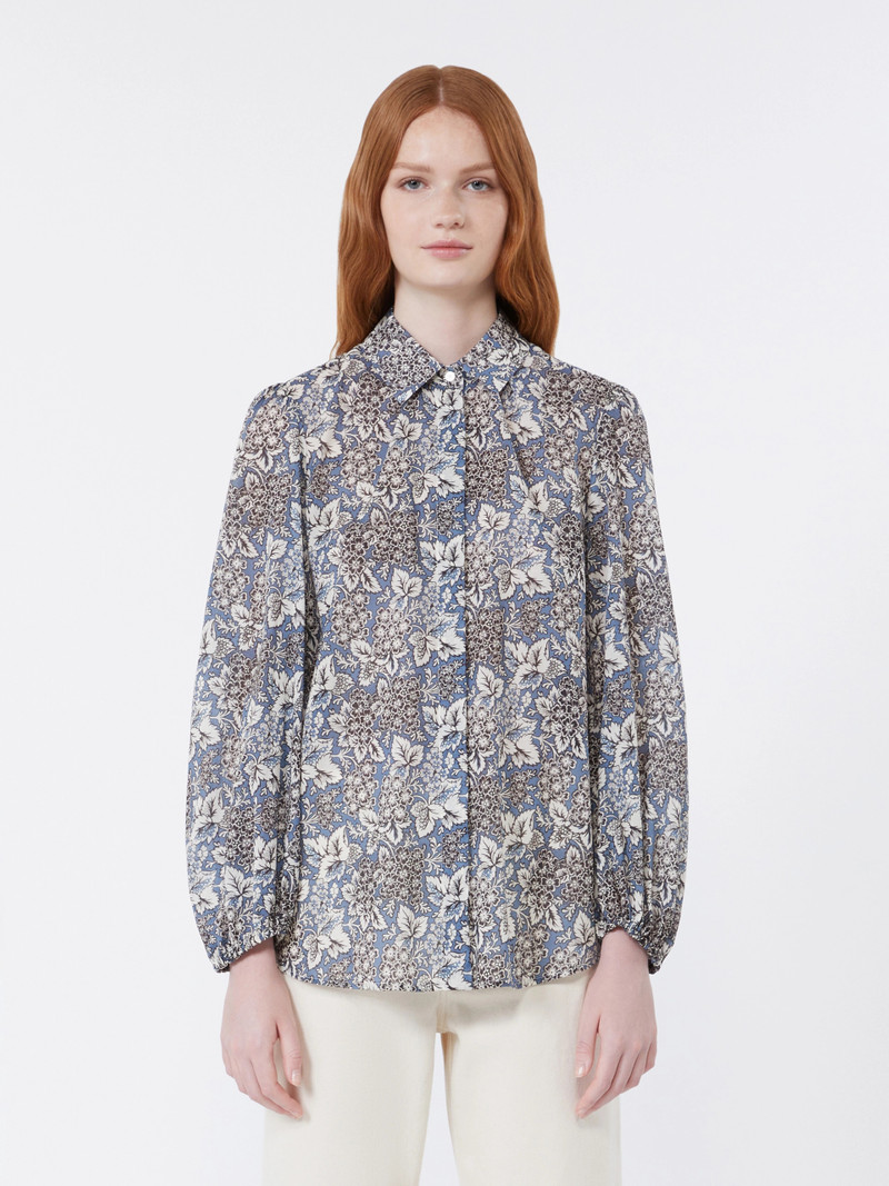 PERIODI Printed cotton voile shirt - NAVY 3