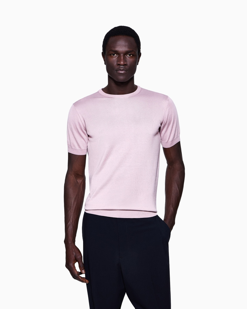 GIORGIO ARMANI SHORT-SLEEVED, CREW-NECK JUMPER IN SILK AND COTTON outlook