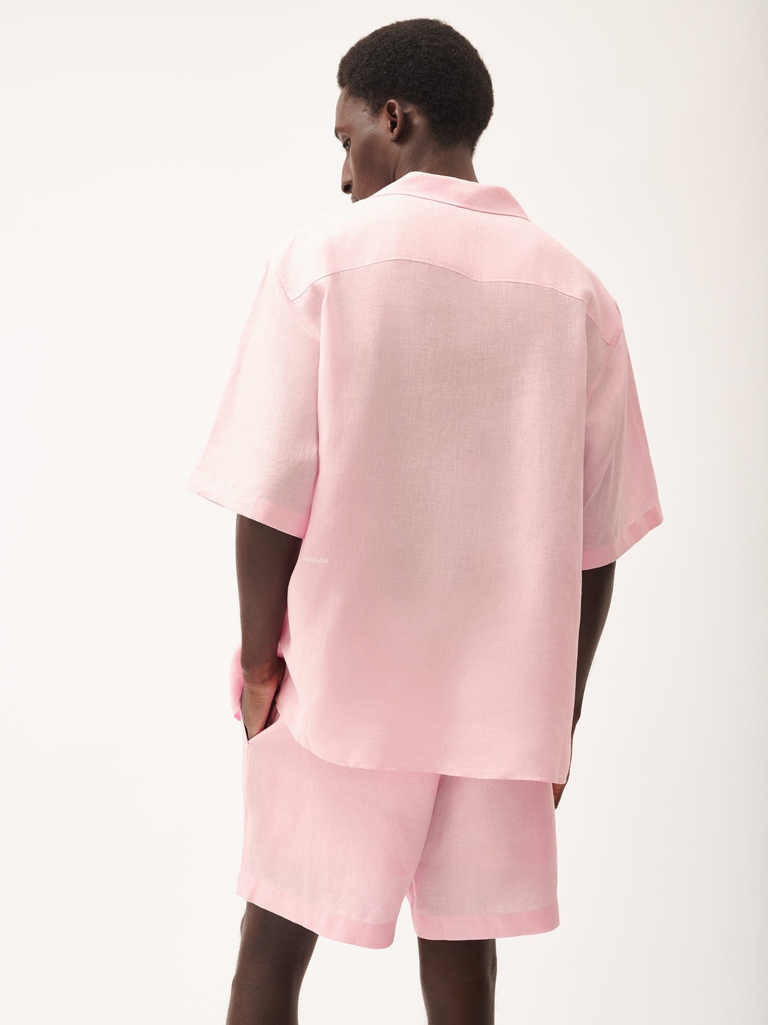 Mens DNA Aloe Linen Camp Collar Shirt - Magnolia Pink - 3