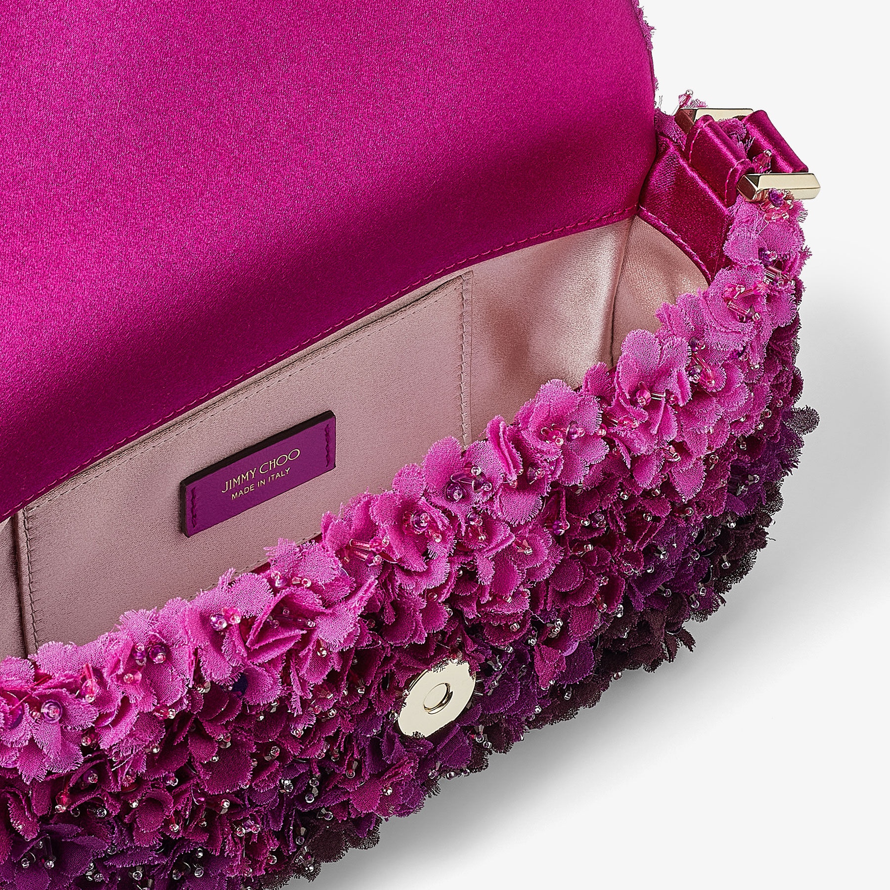 Avenue Mini Shoulder
Fuchsia Satin Mini Shoulder Bag with Flowers - 4