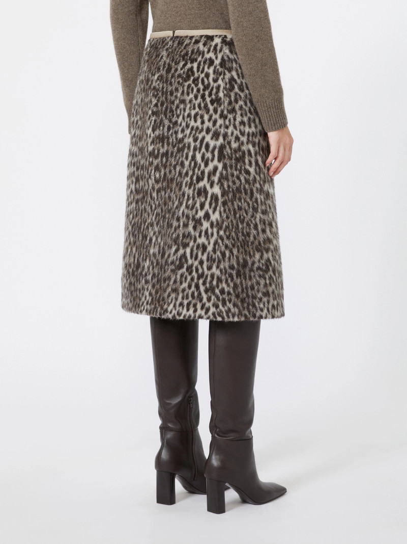 TRIONFO Jacquard wool and alpaca calf-length skirt - ECRU 4