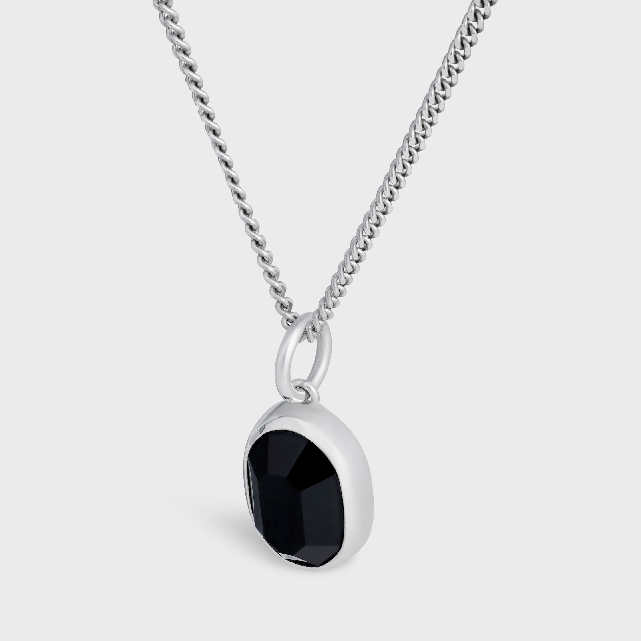 Celine Bevelled Necklace in Onyx and Sterling Silver with Rhodium finish - 2