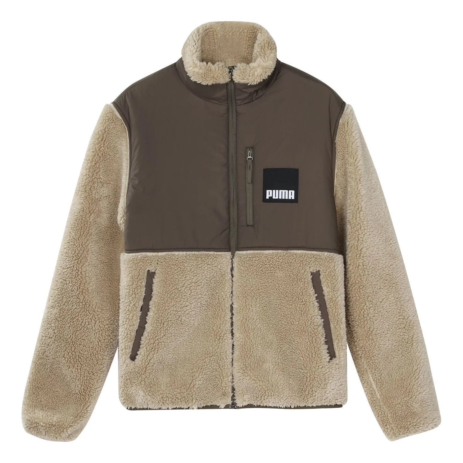 PUMA Sherpa Contrasting Colors Sports lamb's wool Stand Collar Jacket Brown 846325-42 - 1