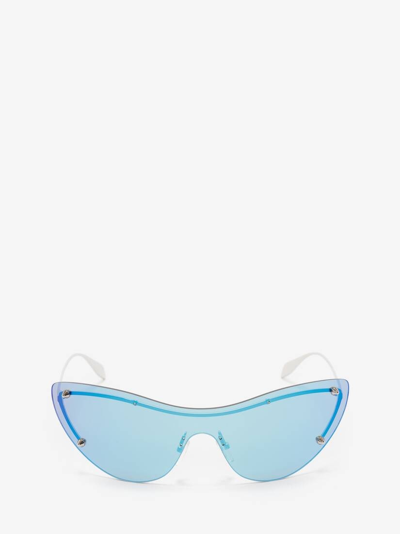 Women's Spike Studs Cat-eye Mask Sunglasses in Blue/silver - 1