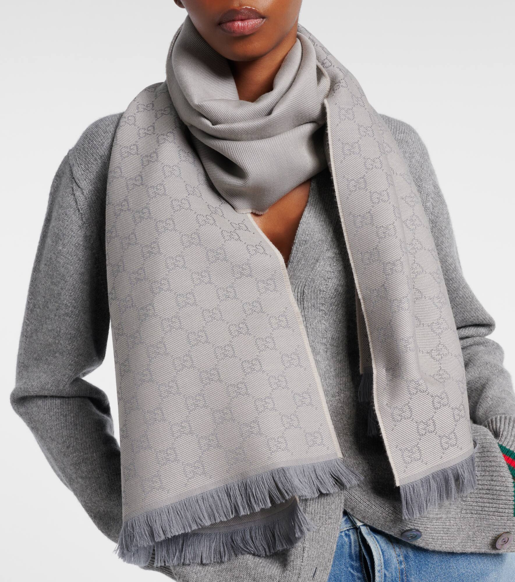 GG jacquard wool scarf - 2