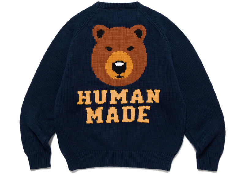 Human Made Human Made Bear Raglan Knit Sweater Navy outlook