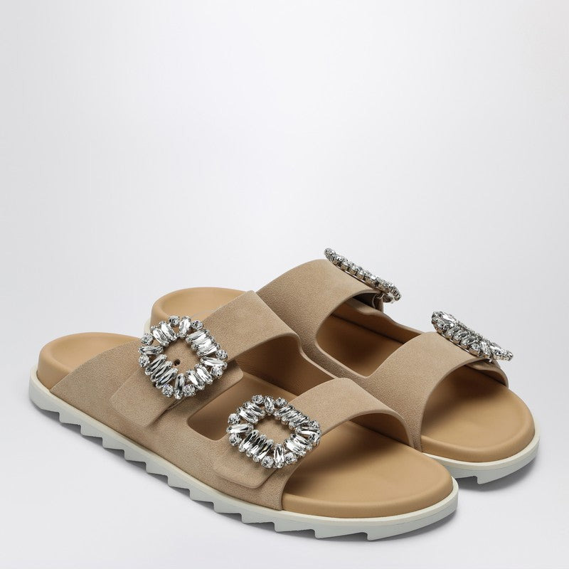 ROGER VIVIER Beige suede Slidy Viv'' mule - 2